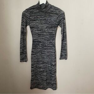 Velvet Torch Dress Mock Neck Gray Marled Long Sleeve Business Casual Neutral